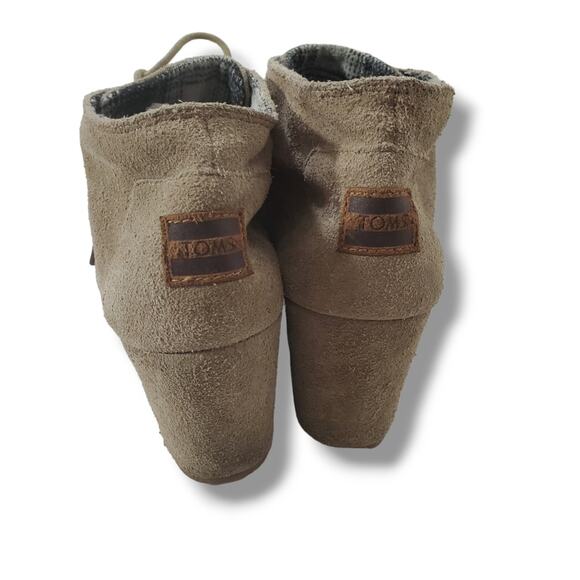 Toms | Tan Suede Lace Up Wedge Booties - Picture 8 of 11